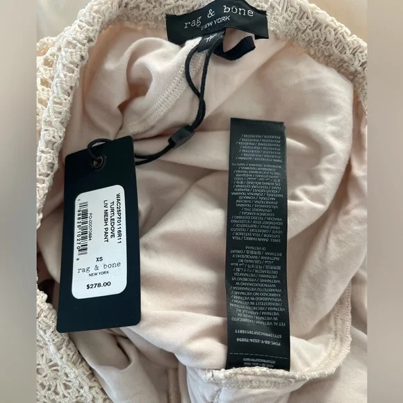 NWT $278 Rag & Bone Cream Crochet Wide Leg Pants Liv Mesh Turtledove Size XS - Picture 11 of 14